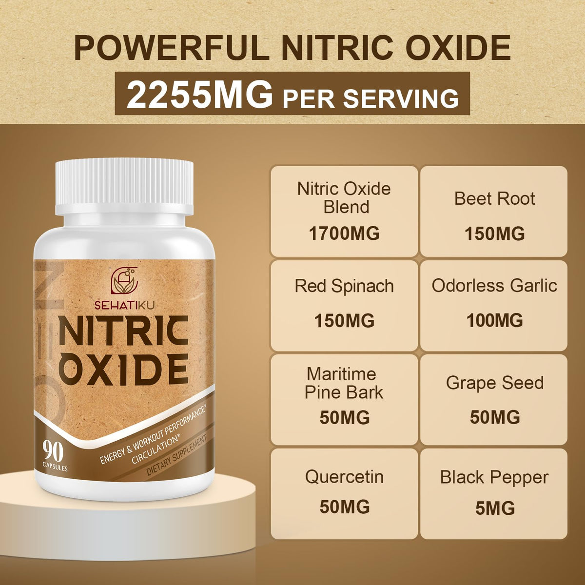 90 Capsules Nitric Oxide Supplement M377