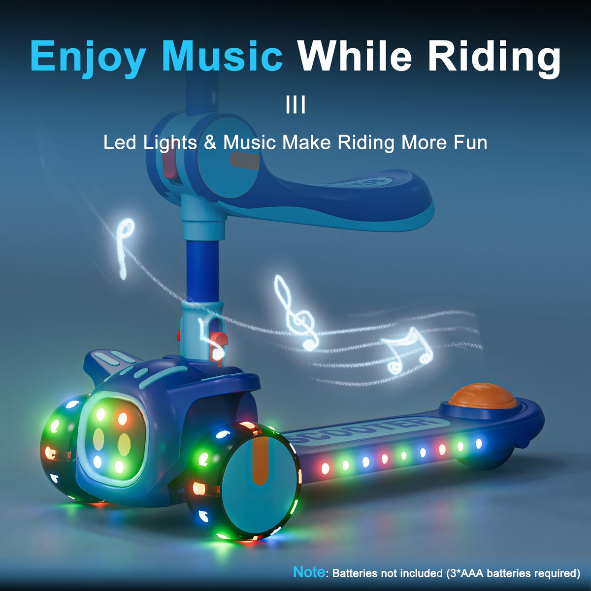 2-in-1 Kids 3 Wheel Kick Scooter with Adjustable Seat U4366