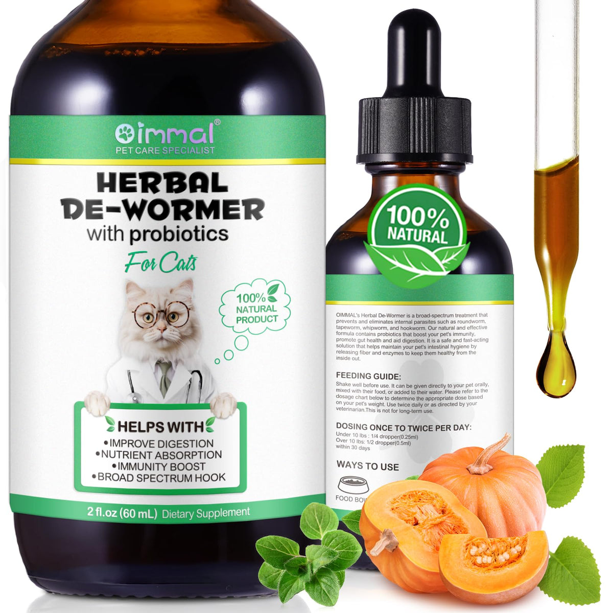 Natural Probiotic Digestive Support Supplement Drops for Cats O97169