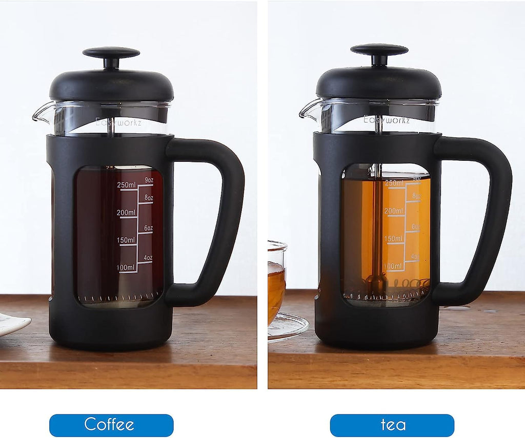 French Press 12 oz, Stainless Steel Double-Wall Espresso Cups 5 oz Set of 2 X8663