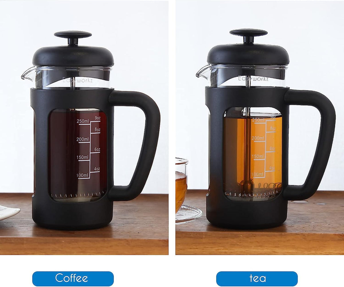 French Press 12 oz, Stainless Steel Double-Wall Espresso Cups 5 oz Set of 2 X8663