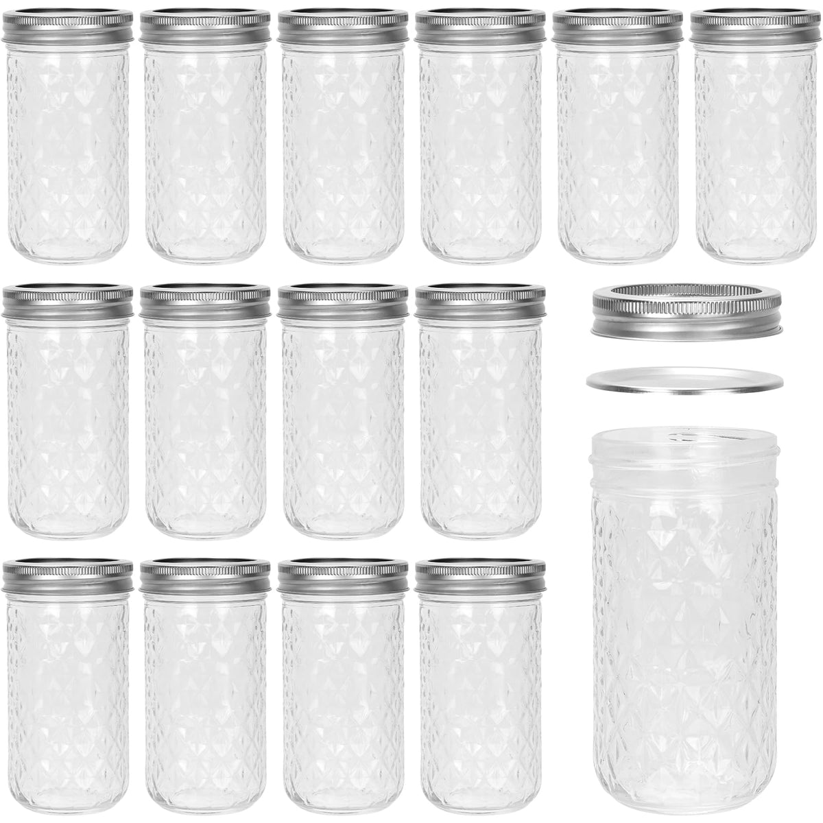 12 oz Regular Mouth Glass Mason Jar 15 Pack Y415