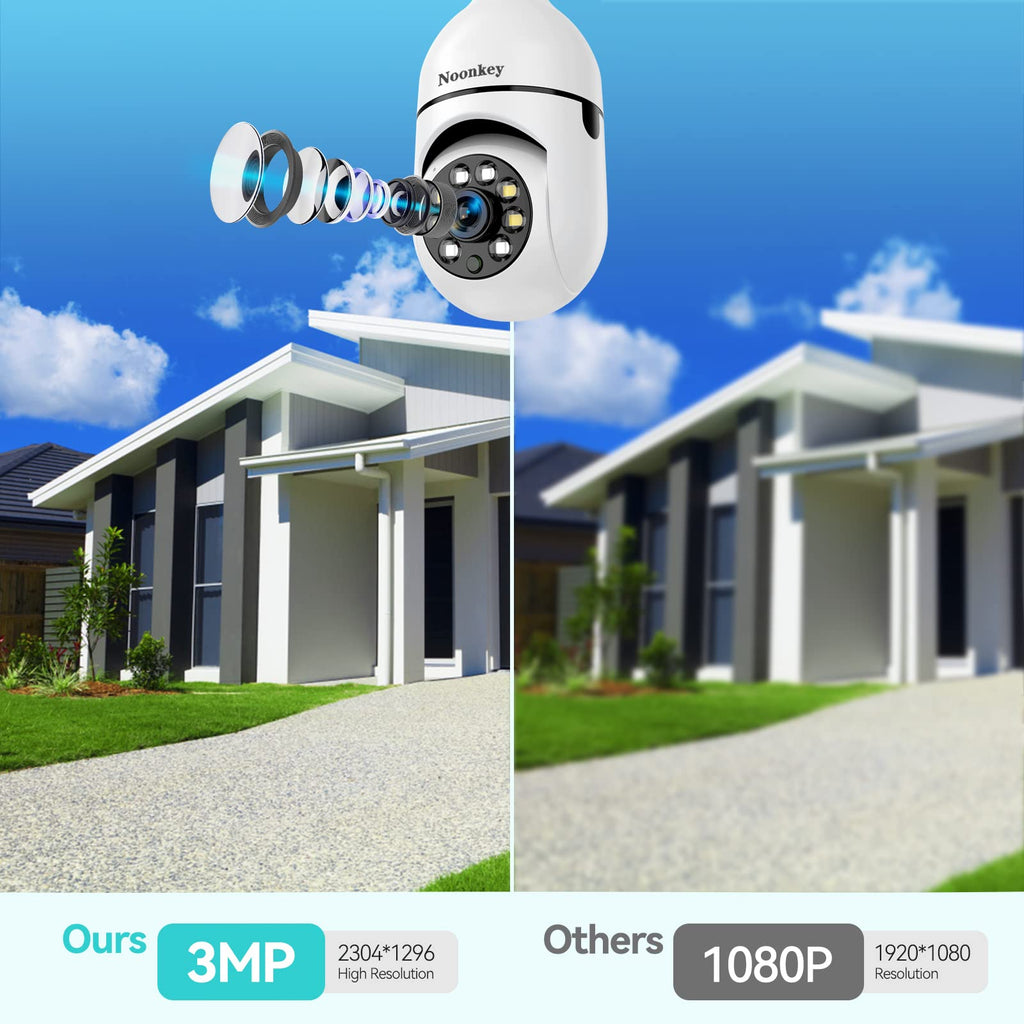 Light Bulb Security Camera 2K 3MP WiFi 360° Color Night Vision Two-Way Talk J687