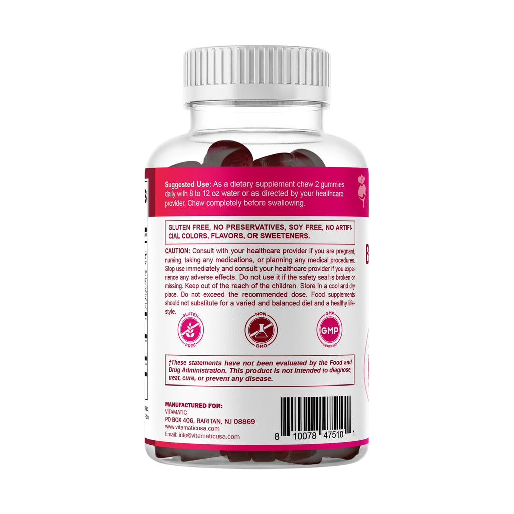 Beet Root Gummies with B6, B12, Grape Seed & Pomegranate 120 Count J888