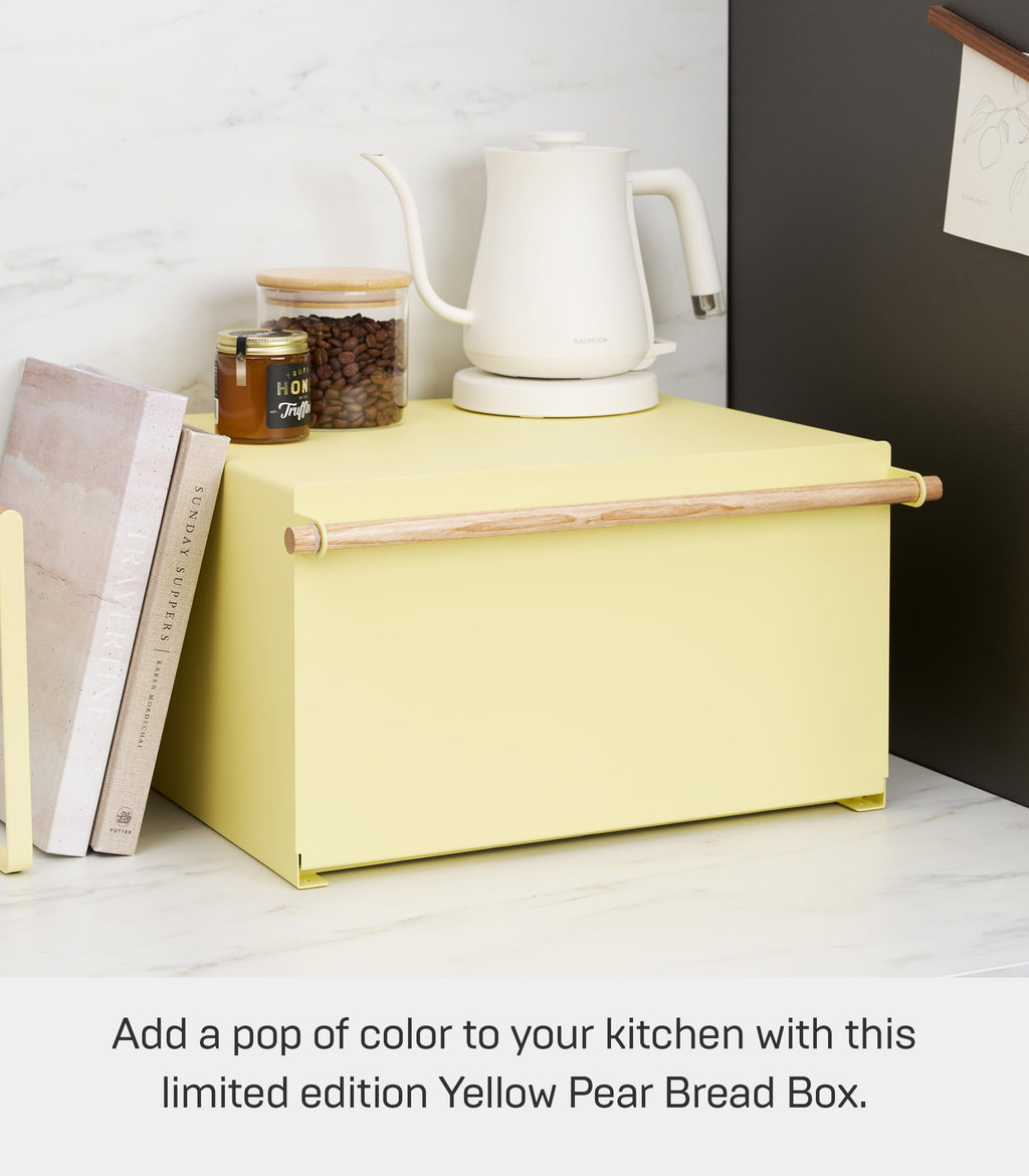 Large Yellow Steel Wood Bread Box I71896
