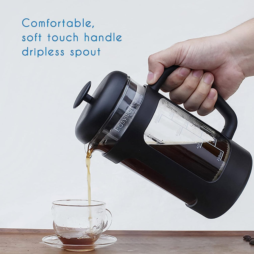 French Press 12 oz, Stainless Steel Double-Wall Espresso Cups 5 oz Set of 2 X8663