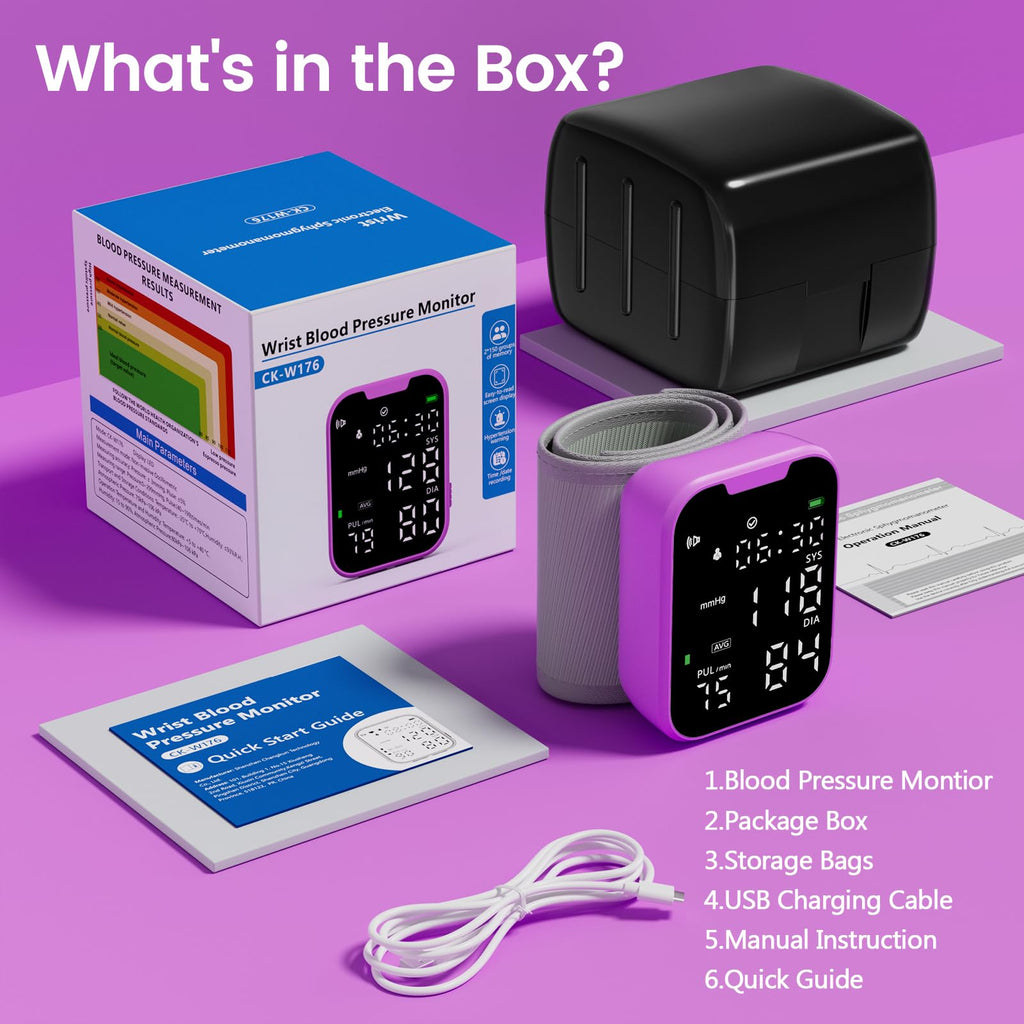 Portable Wrist Blood Pressure Monitor Purple Z9278