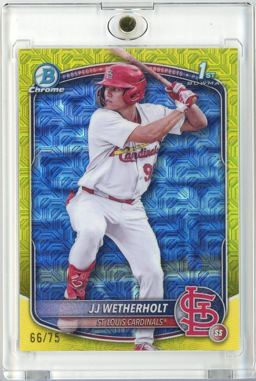 2025 Bowman Chrome JJ Wetherholt #BCP22 /75 Yellow Refractor Rookie Baseball Card K39184
