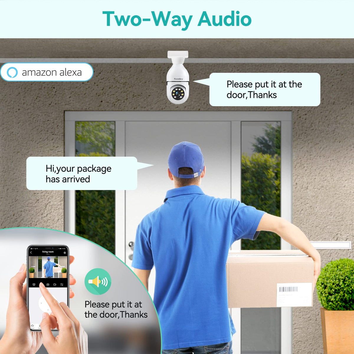 Light Bulb Security Camera 2K 3MP WiFi 360° Color Night Vision Two-Way Talk J687