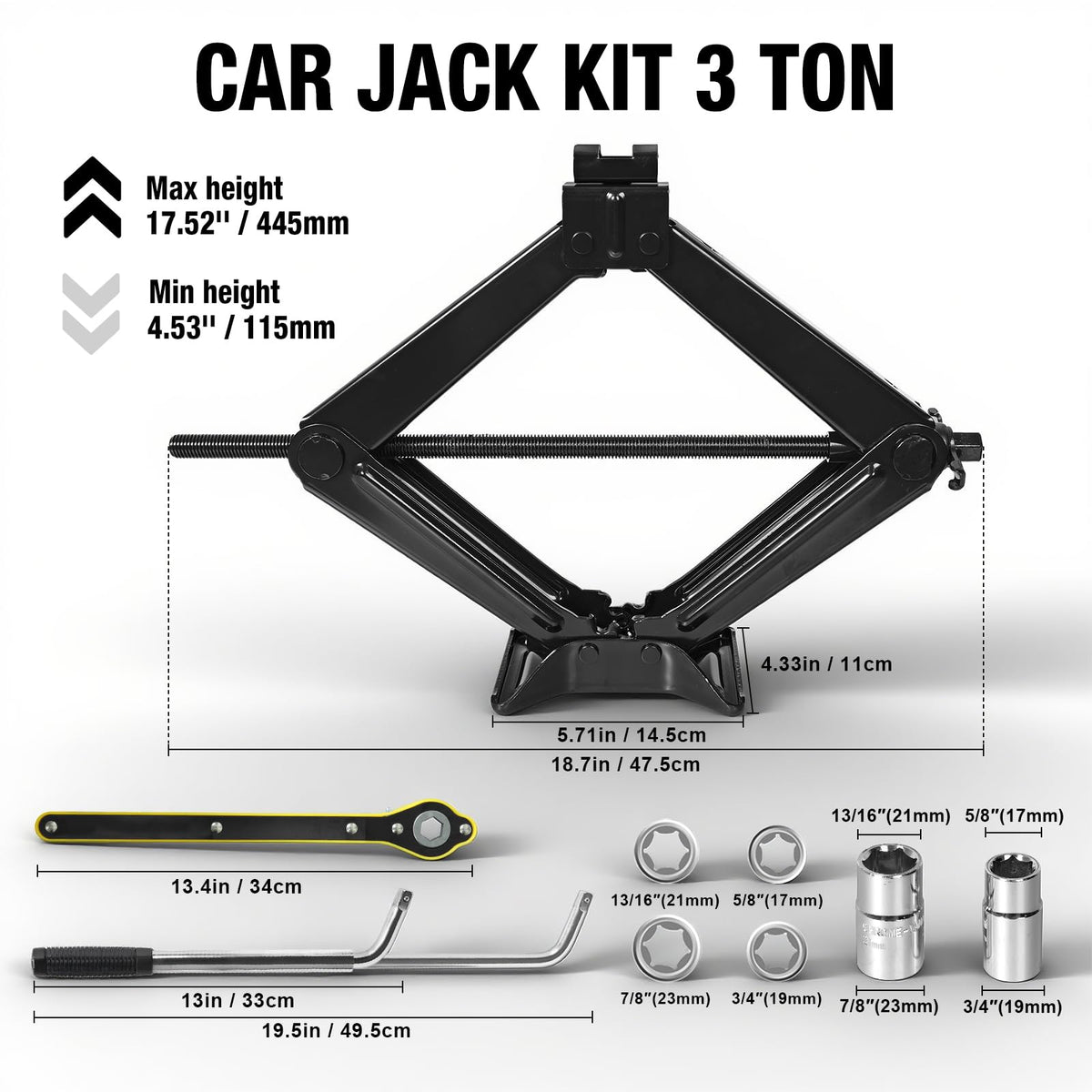 3 Ton Scissor Car Jack with Lug Wrench Z145404