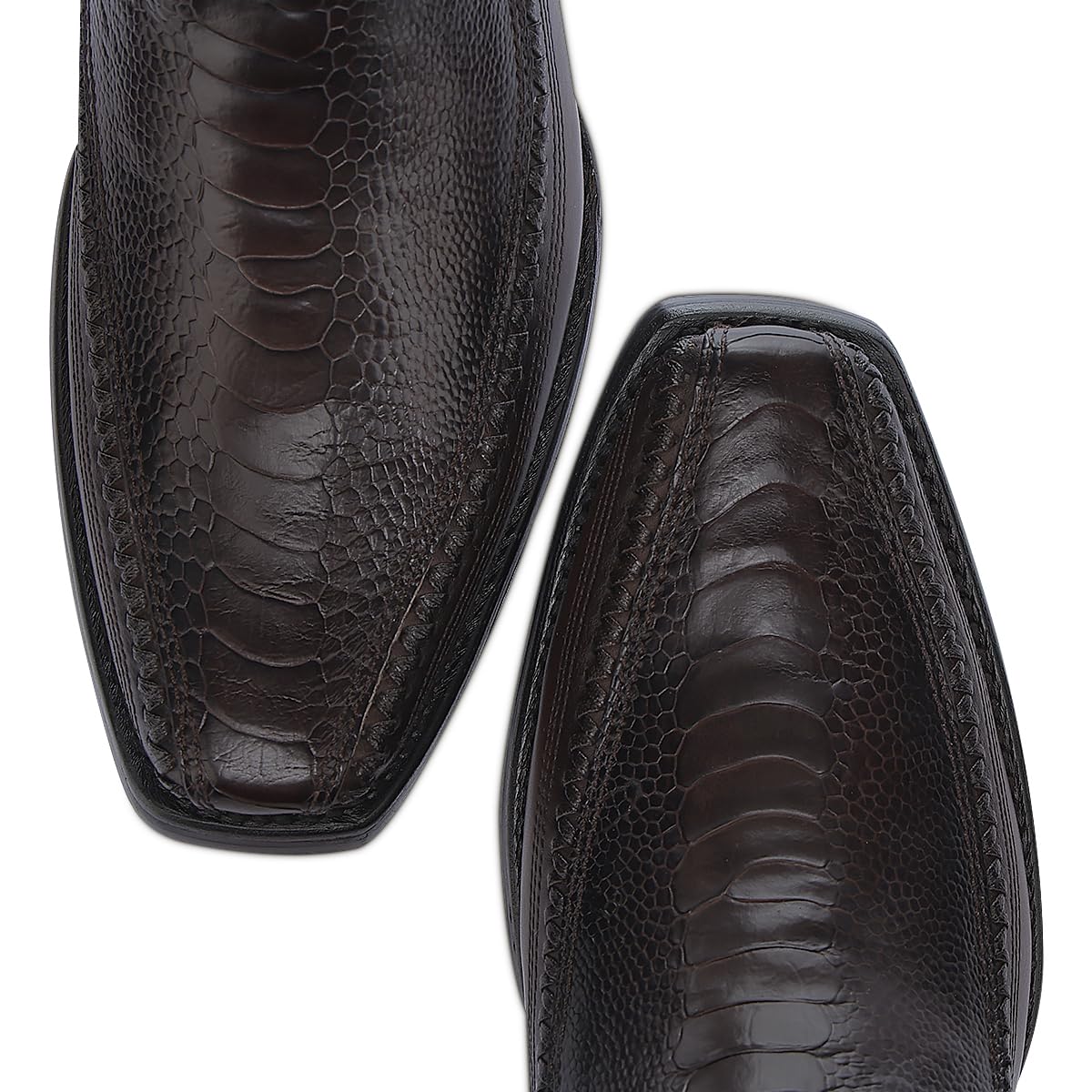 Brown Ostrich Leg Leather Cowboy Boots T35956