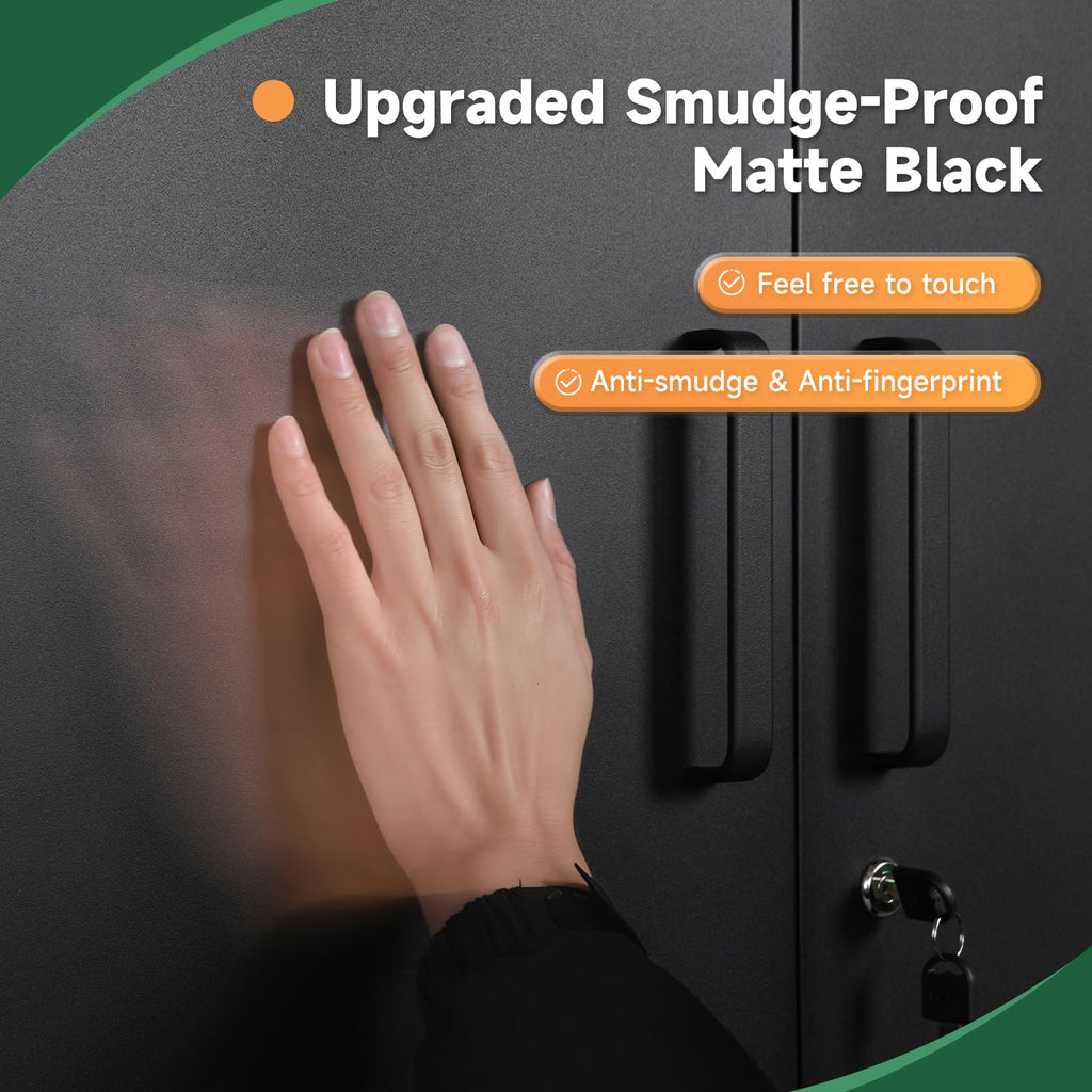 Metal Garage Storage Cabinets with Lock, 72 Tall Steel Lockers, 5 Adjustable Shelves, Black L835
