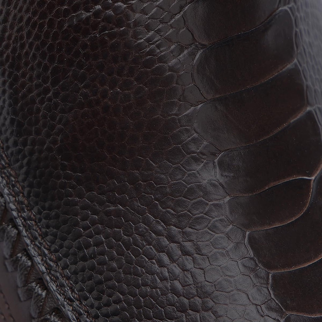 Brown Ostrich Leg Leather Cowboy Boots T35956