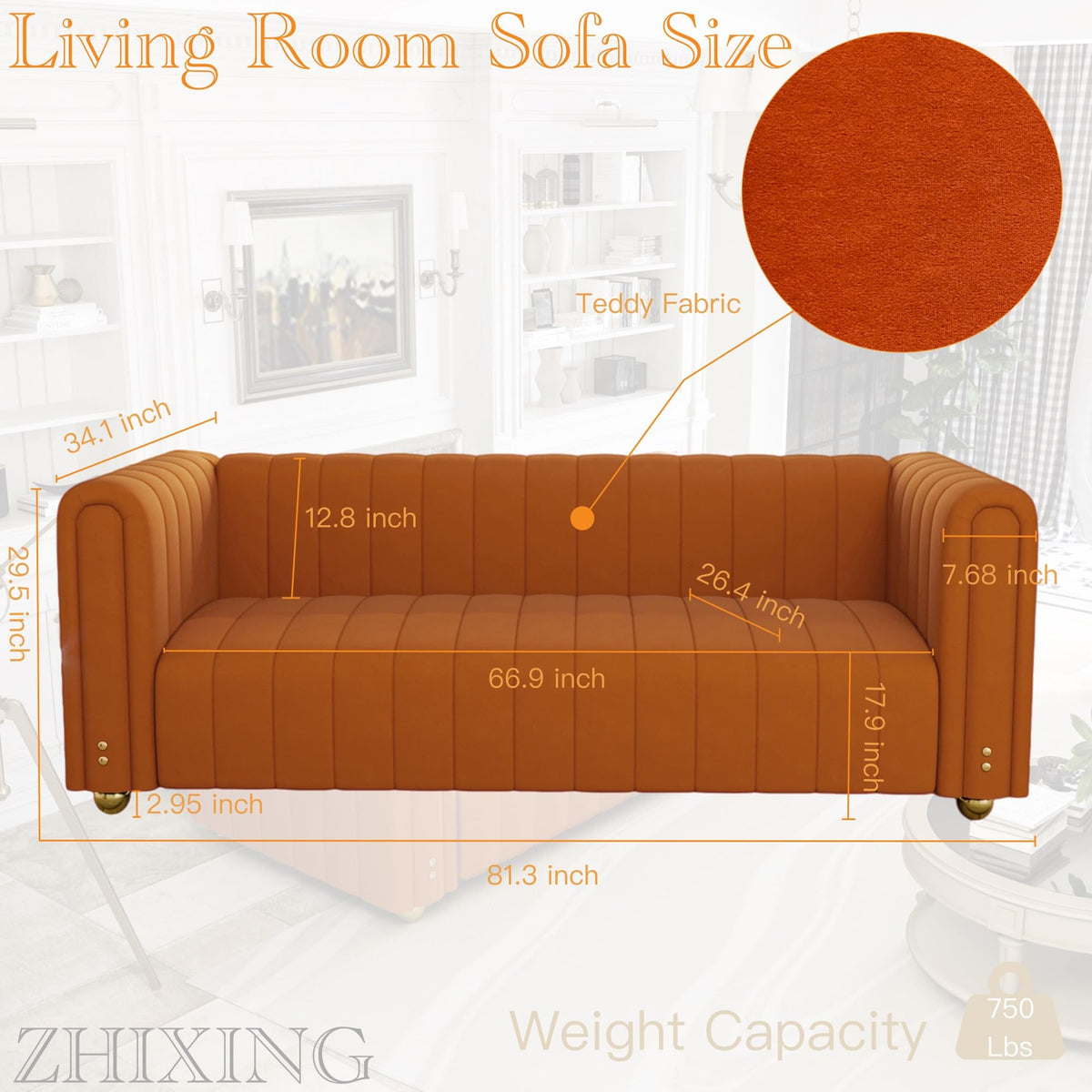 Velvet Sofa Set with Gold Metal Legs K416816