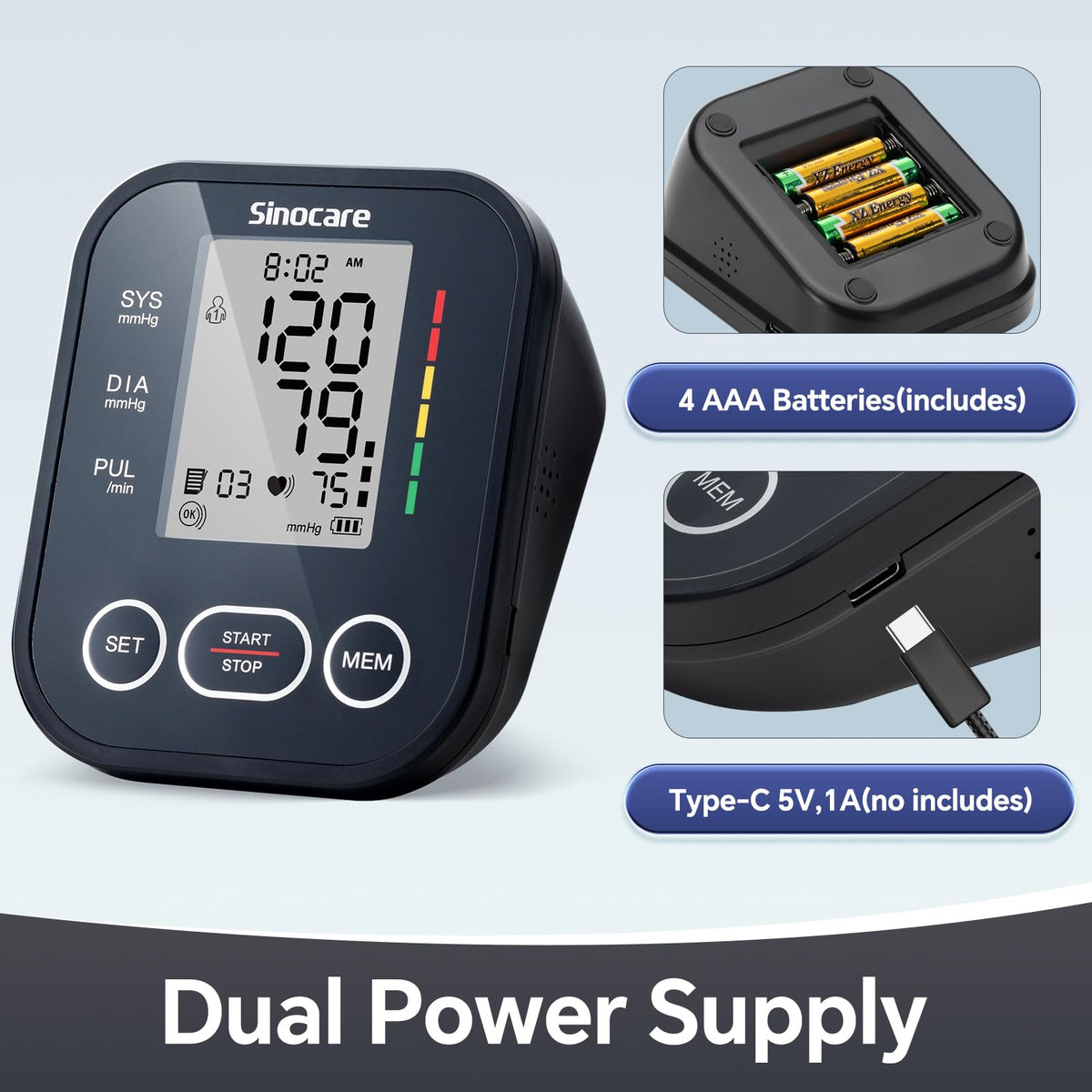 Upper Arm Blood Pressure Monitor with Adjustable Arm Cuff H2044