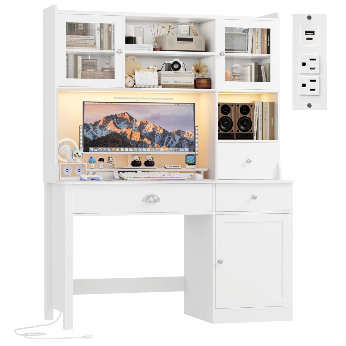 Computer Desk with Hutch and Power Outlet E920