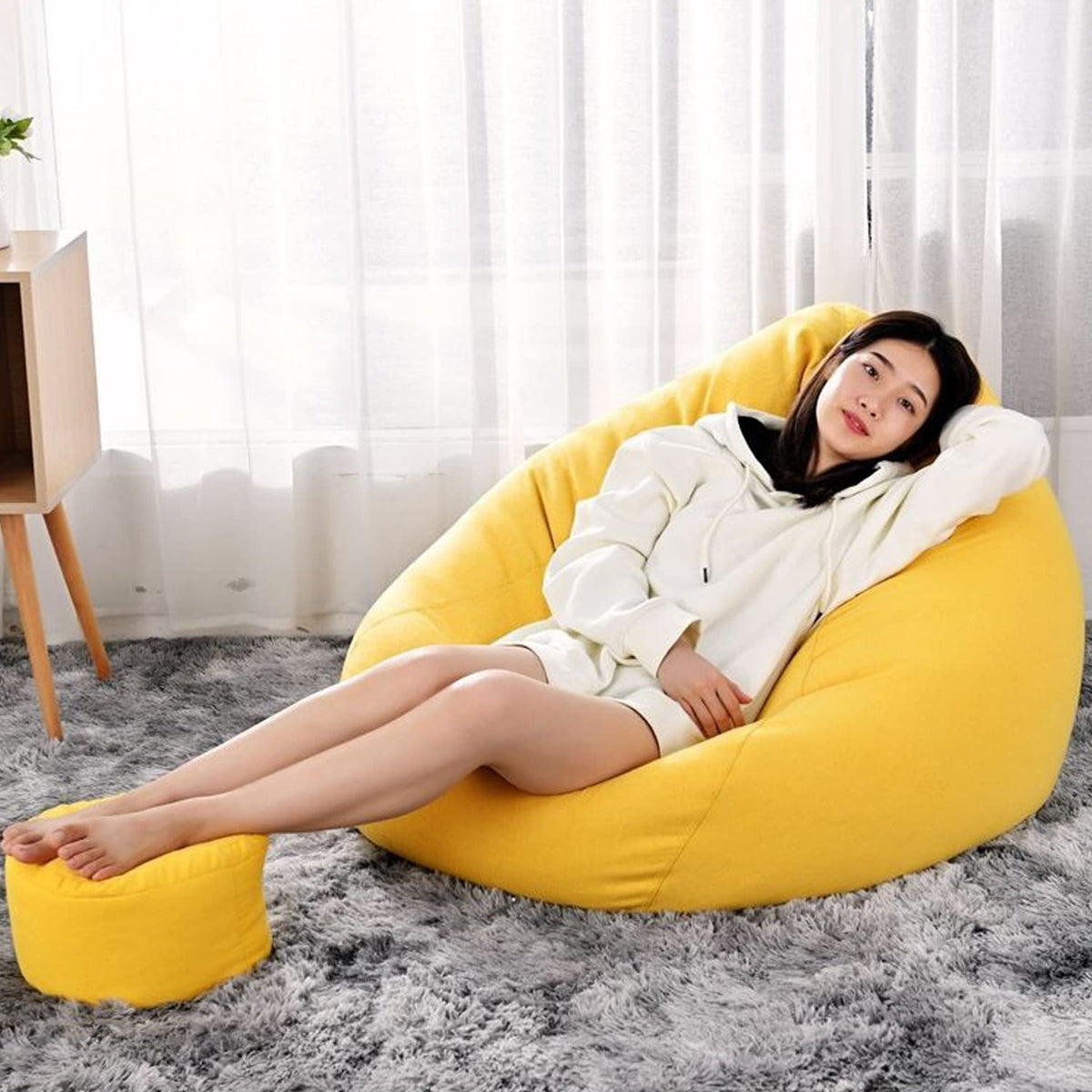 Yellow Washable Bean Bag Chair Cover D4730