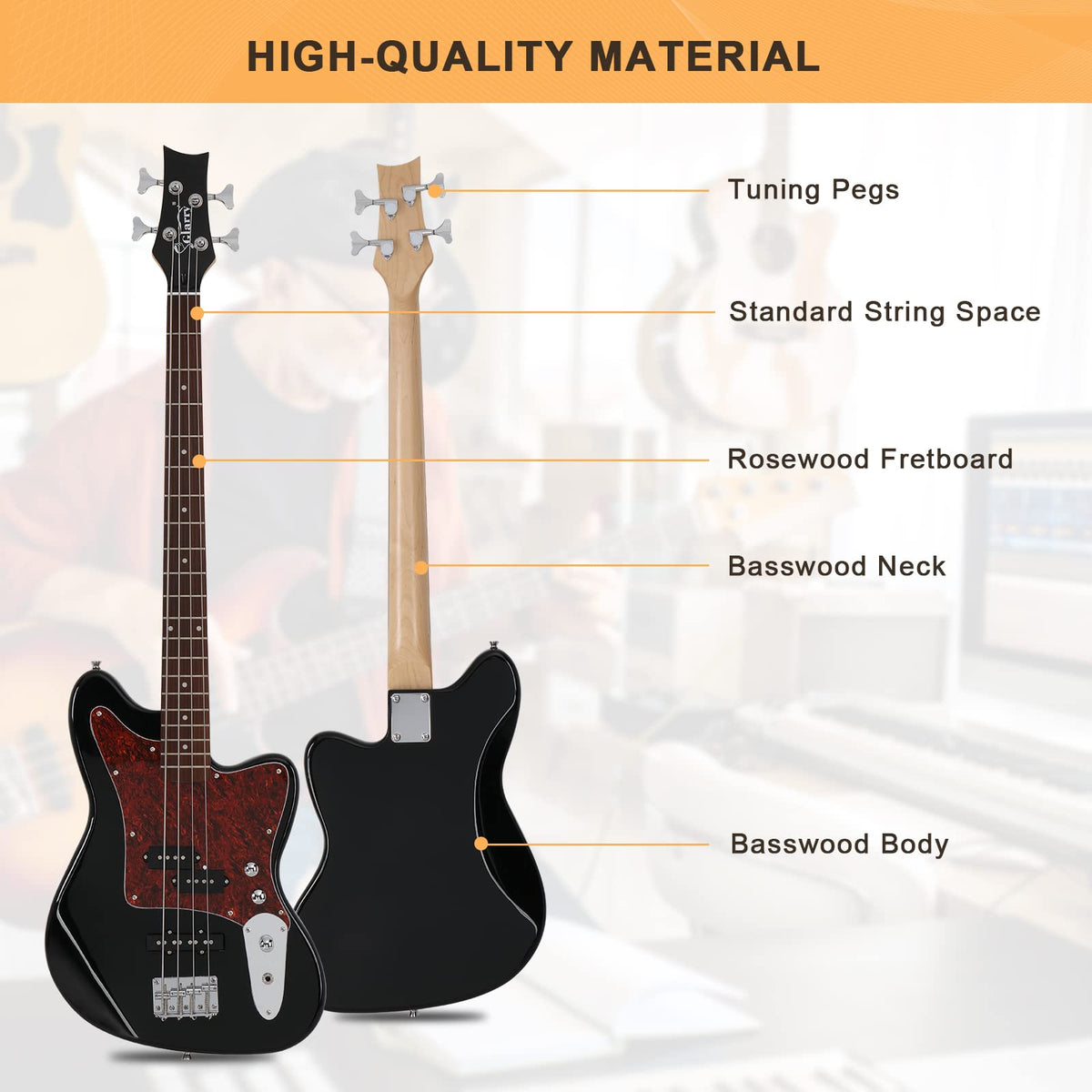 4 String Electric Bass Guitar Beginner Kit with Amp U384304