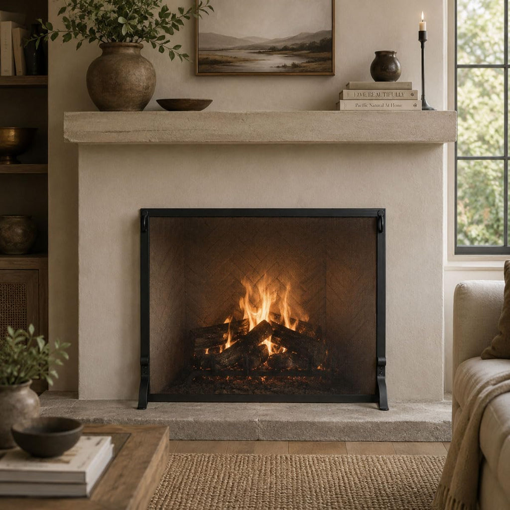 Forged Iron Single Panel Fireplace Screen 44″W x 33″H U884