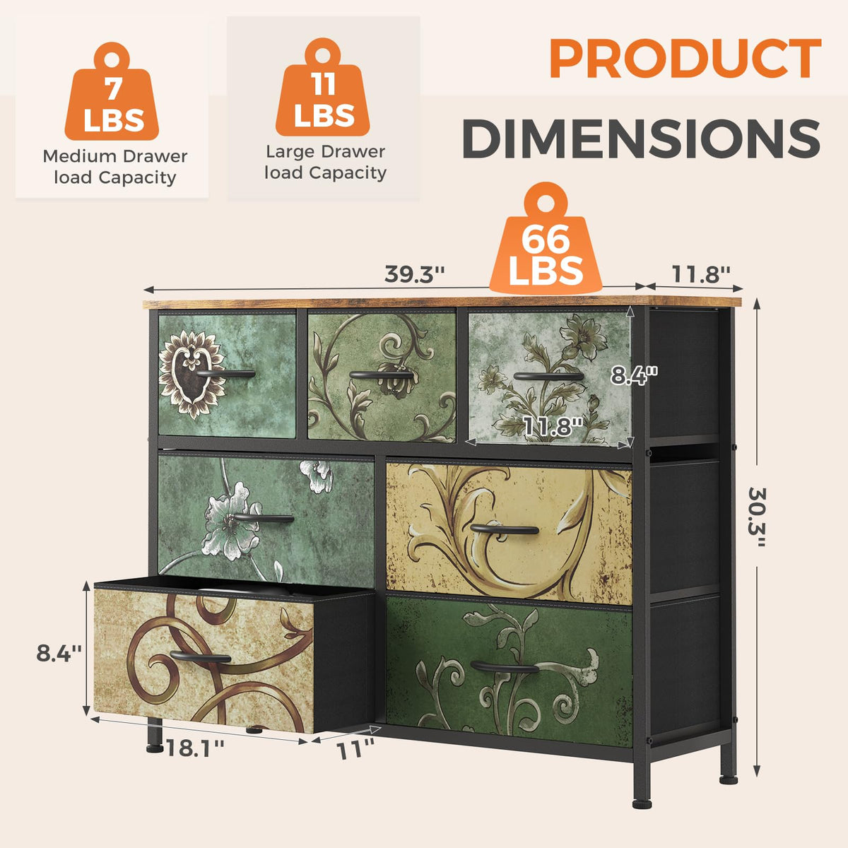 7 Drawer Fabric Dresser O705134