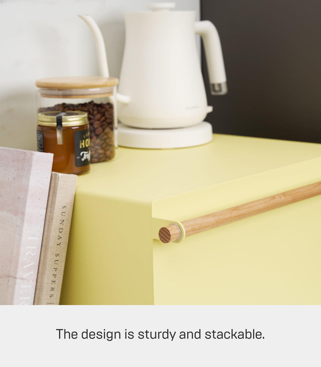 Large Yellow Steel Wood Bread Box I71896