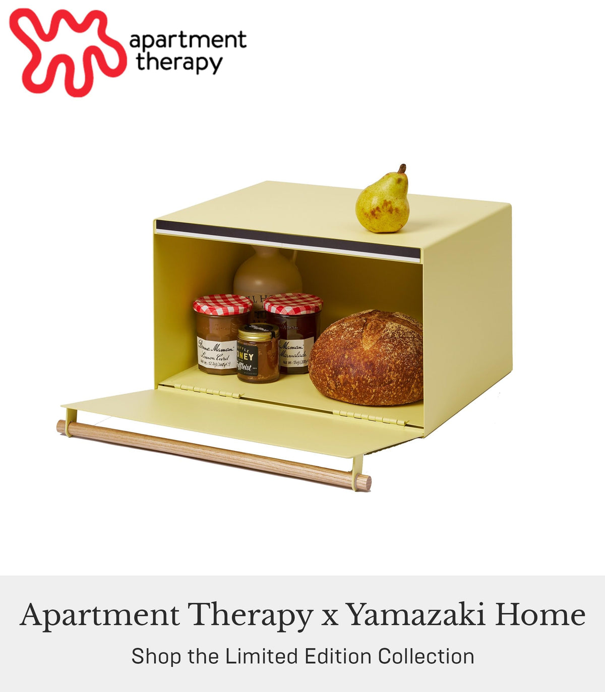 Large Yellow Steel Wood Bread Box I71896