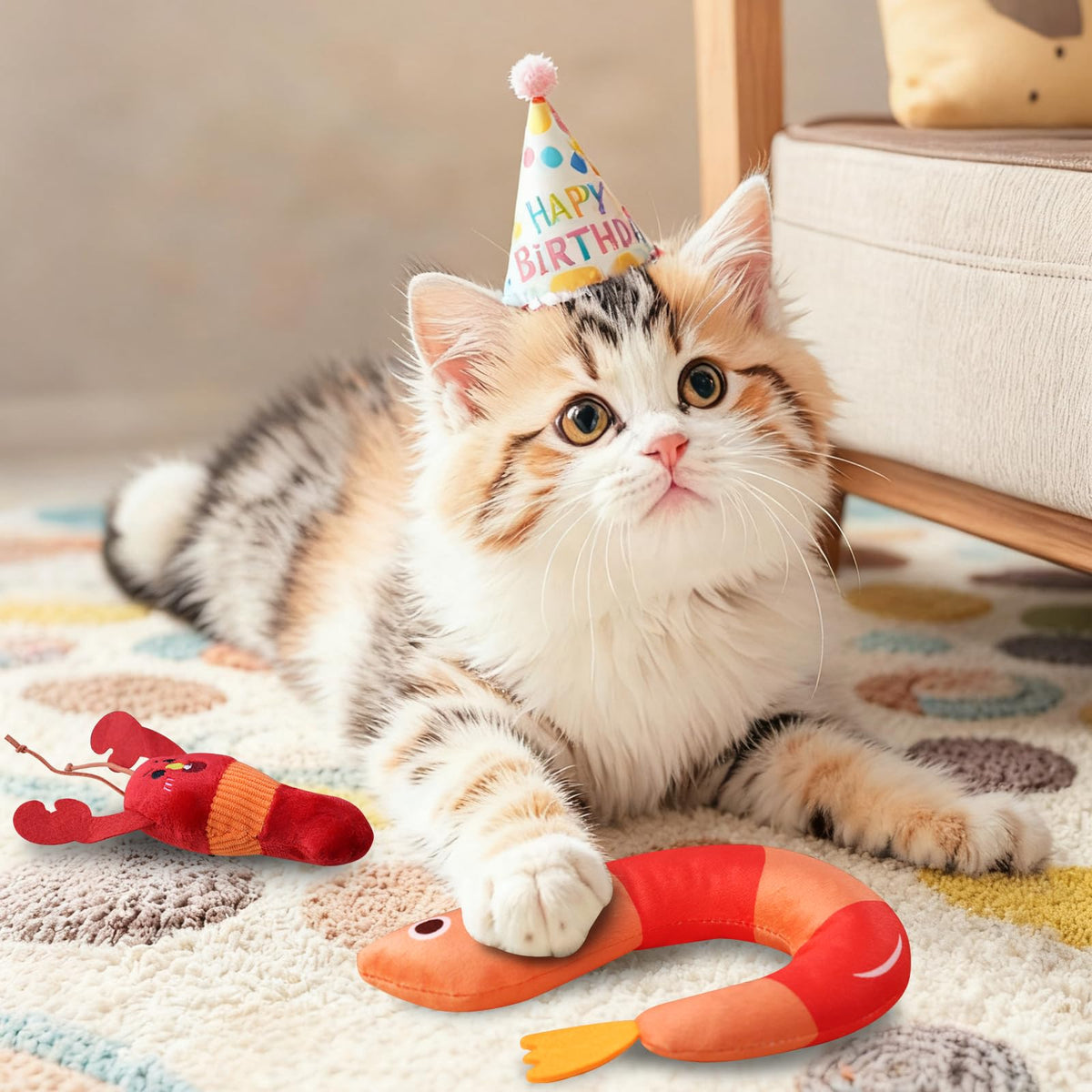 2 Pcs Catnip Plush Cat Toys with Bells L7067
