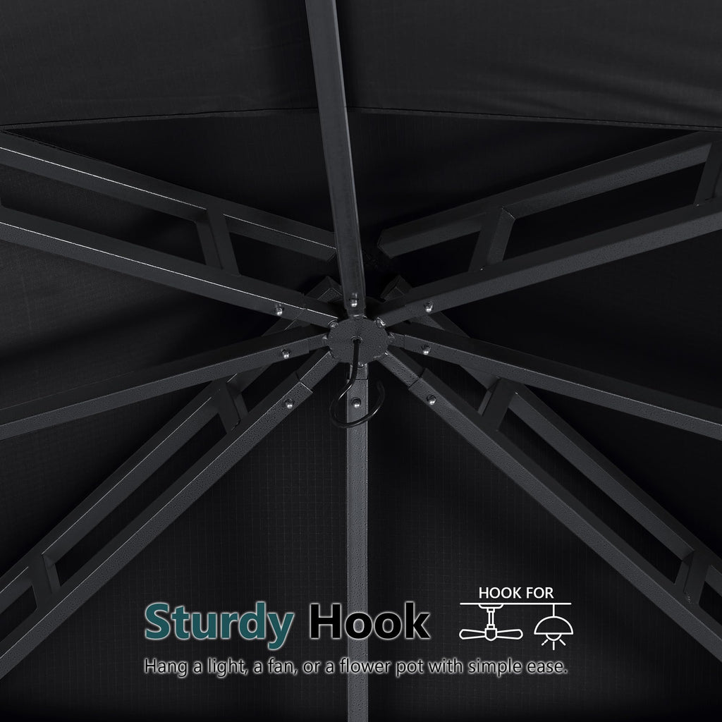 10x12 ft Heavy Duty Patio Gazebo with Netting Walls U7206