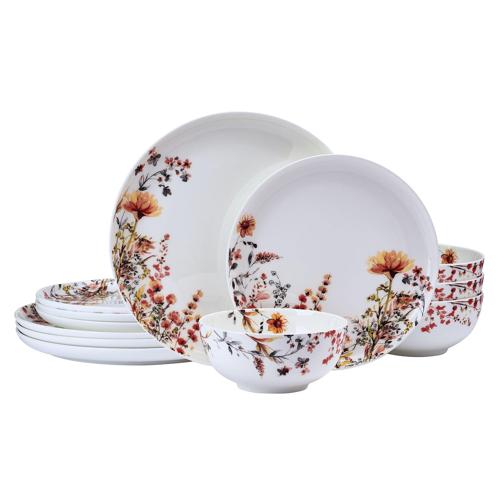 12 Piece Floral Bone China Dinnerware Set G9642