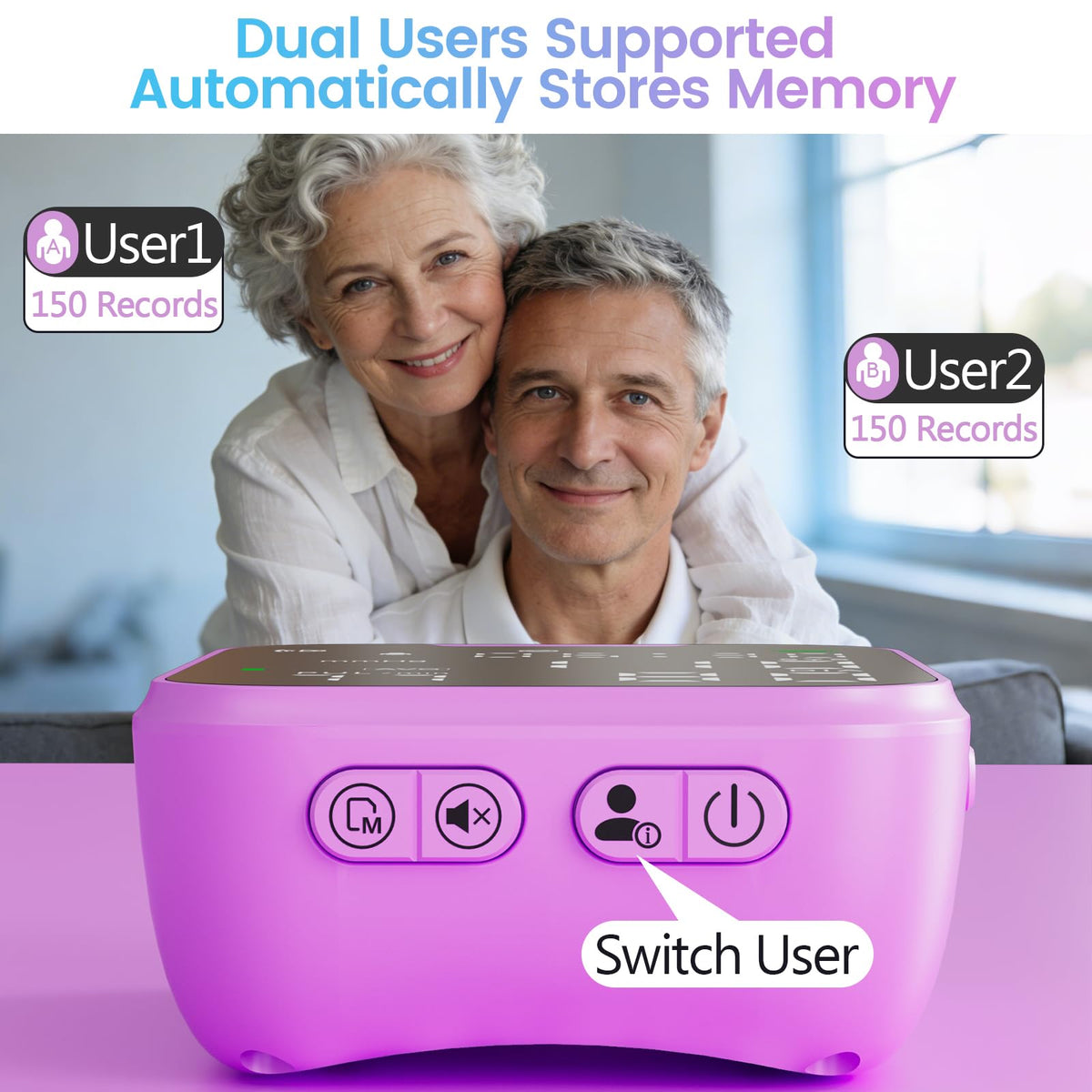 Portable Wrist Blood Pressure Monitor Purple Z9278