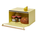 Large Yellow Steel Wood Bread Box I71896