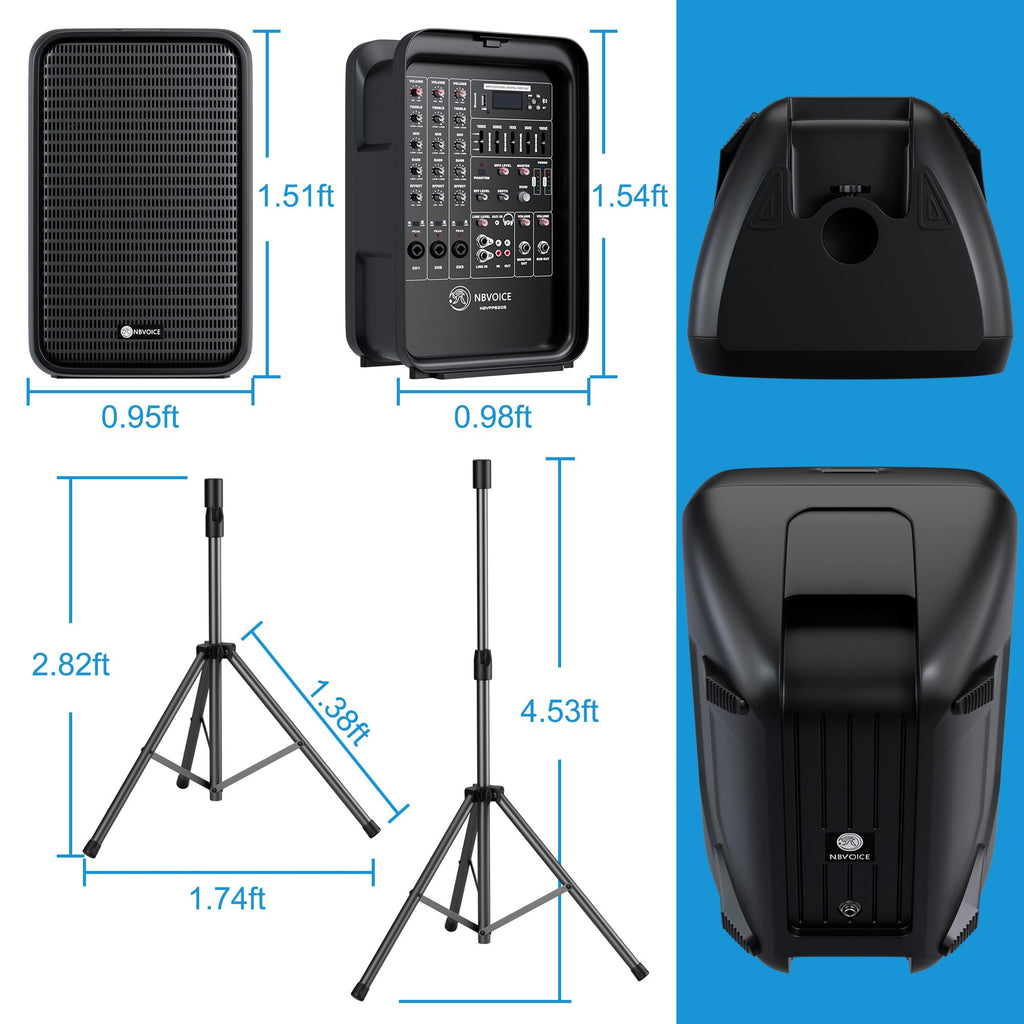 Portable All-in-One 2-Way PA System with 8-Channel Mixer B743