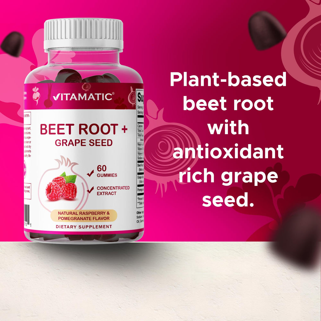 Beet Root Gummies with B6, B12, Grape Seed & Pomegranate 120 Count J888