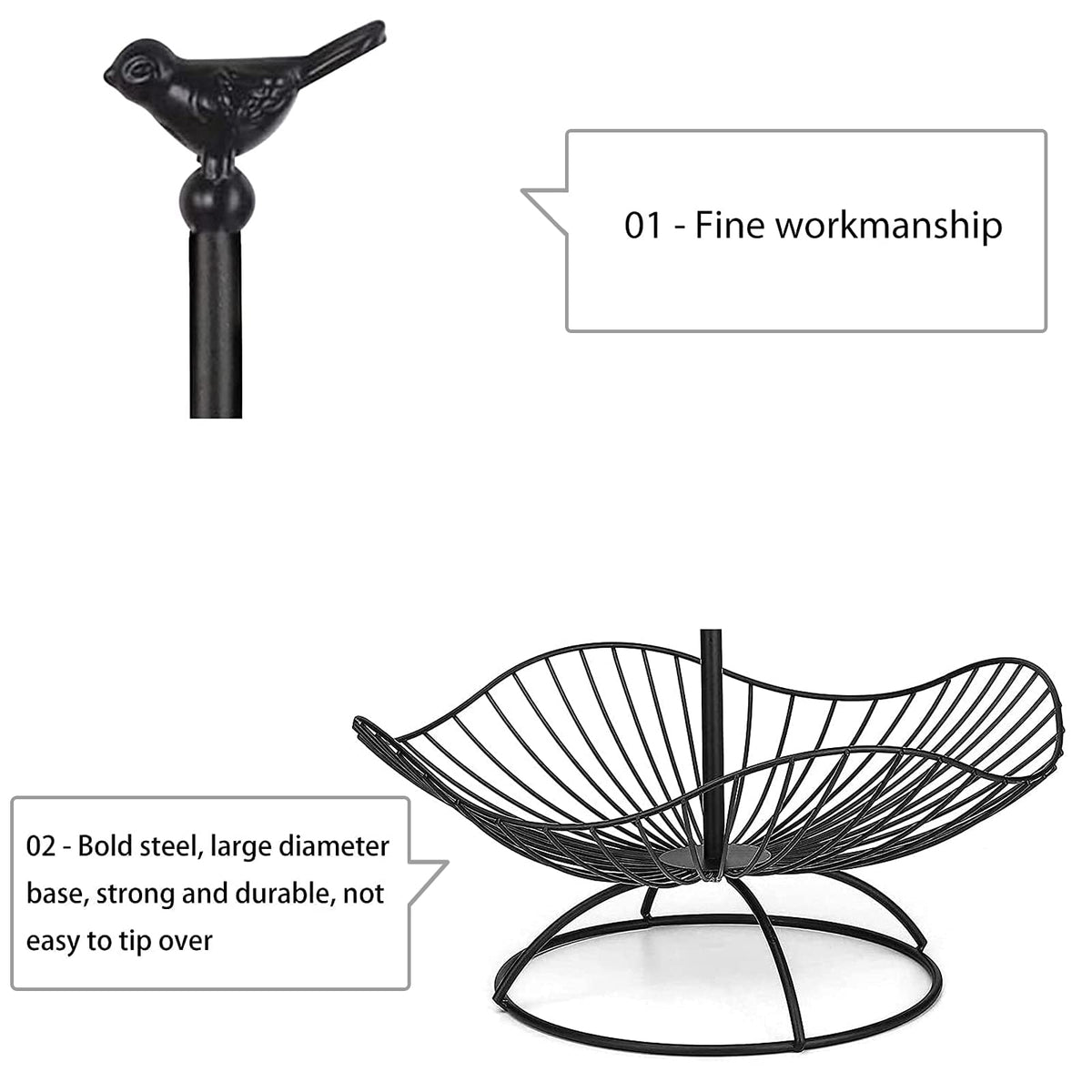 3-Tier Metal Wire Fruit Basket Stand H7673