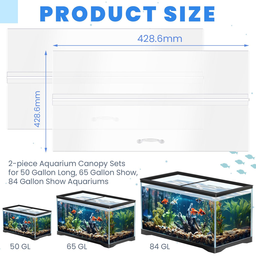 Polycarbonate Aquarium Lid 2 Pieces Set with Hook Knife Q22983