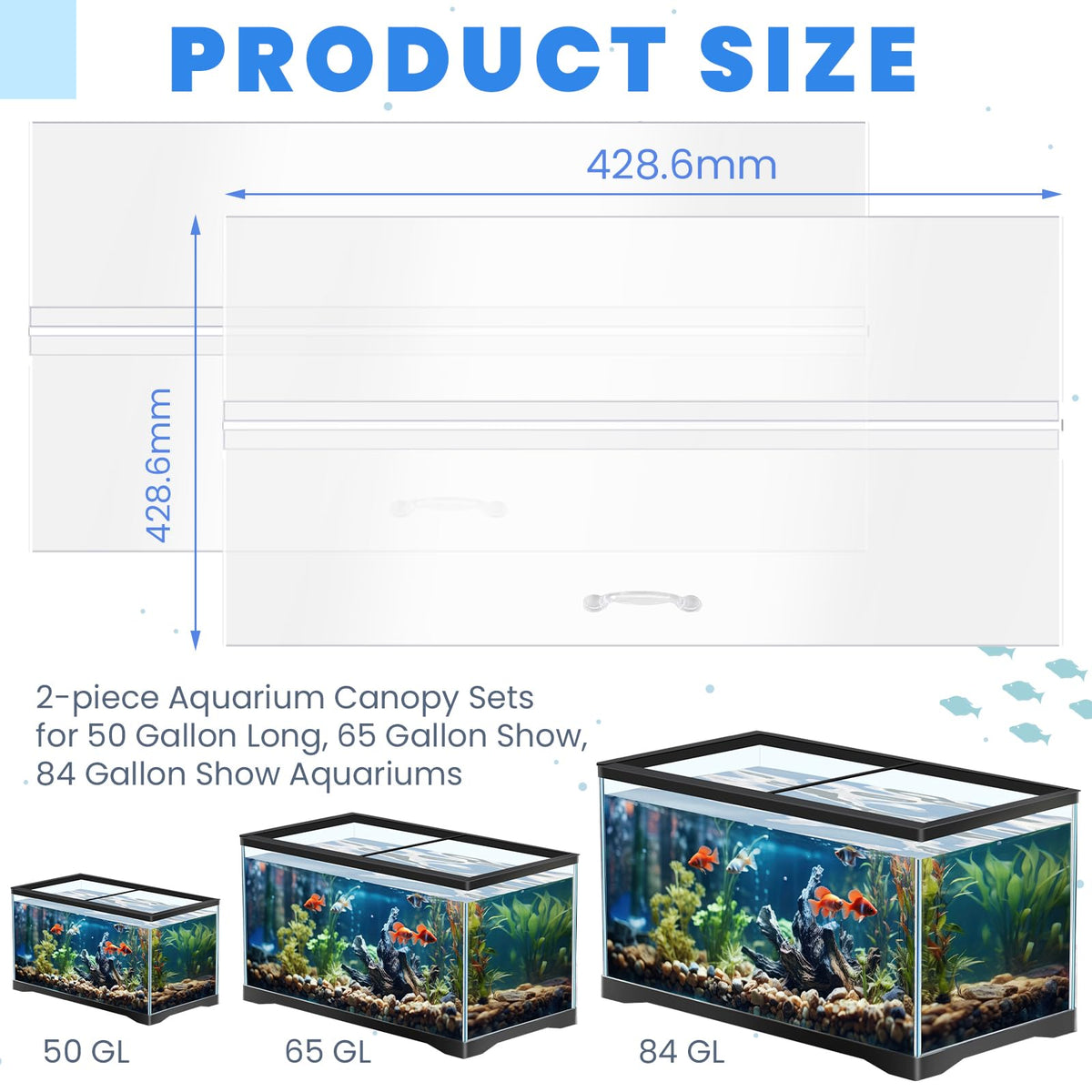 Polycarbonate Aquarium Lid 2 Pieces Set with Hook Knife Q22983