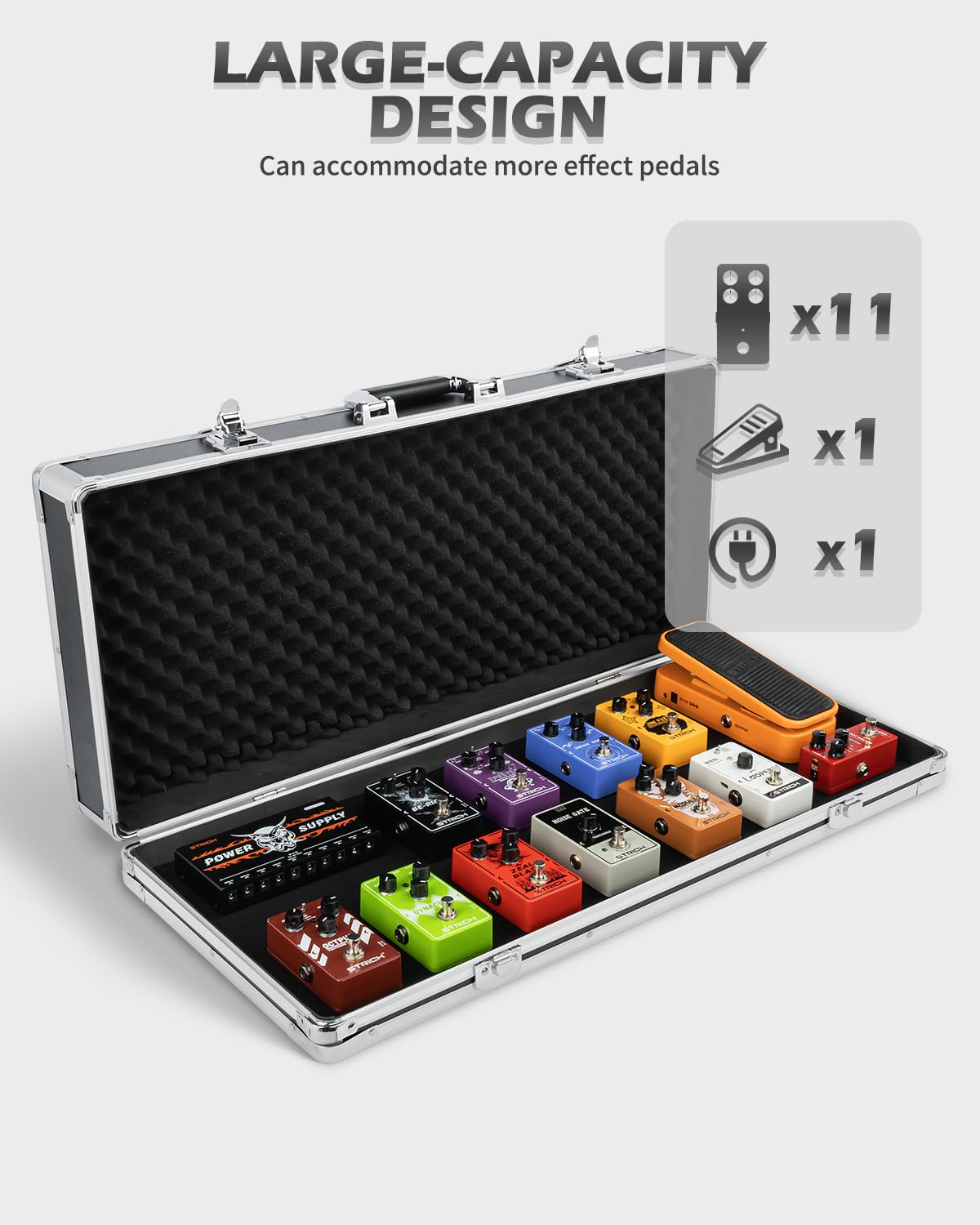 Guitar Pedal Case 27.5" x 11.8" x 4.3" Aluminum V90642