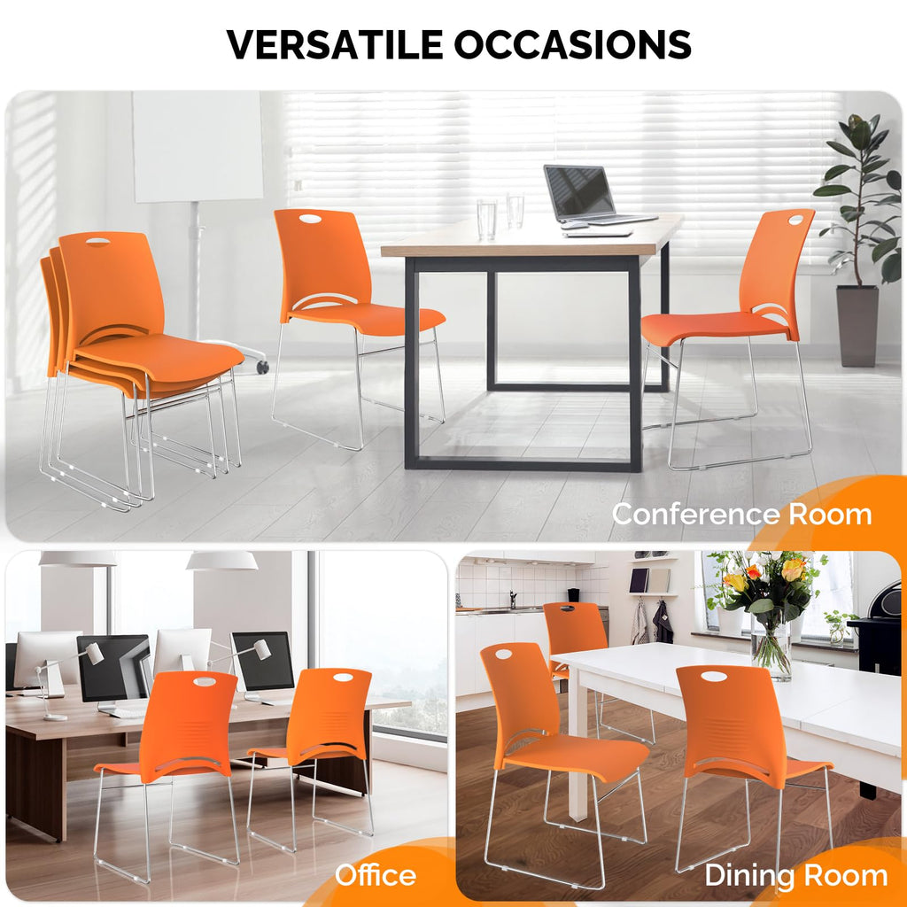 Orange Stacking Chairs Set of 4 I632