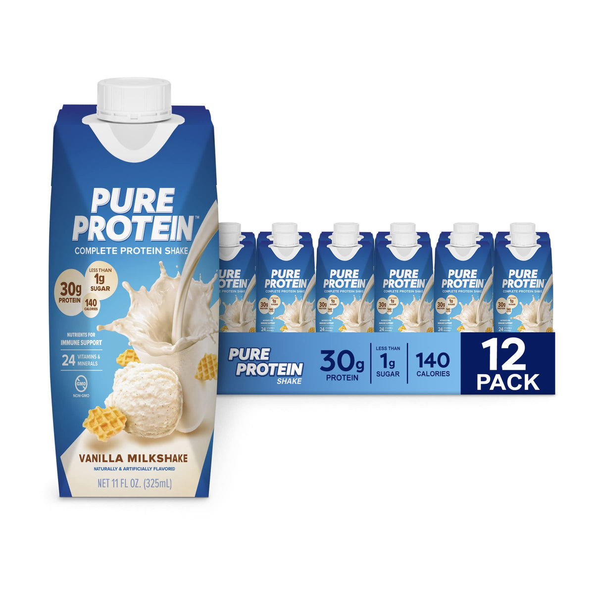 Chocolate and Vanilla Protein Shakes, 30g Protein, 11oz, 12 Pack C53177