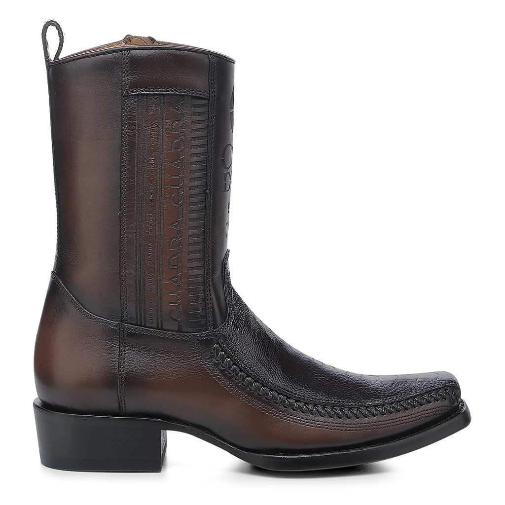 Brown Ostrich Leg Leather Cowboy Boots T35956