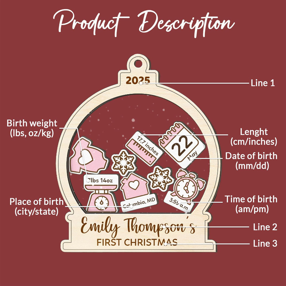 Baby's First Christmas Ornament 2026 Spherical W25704