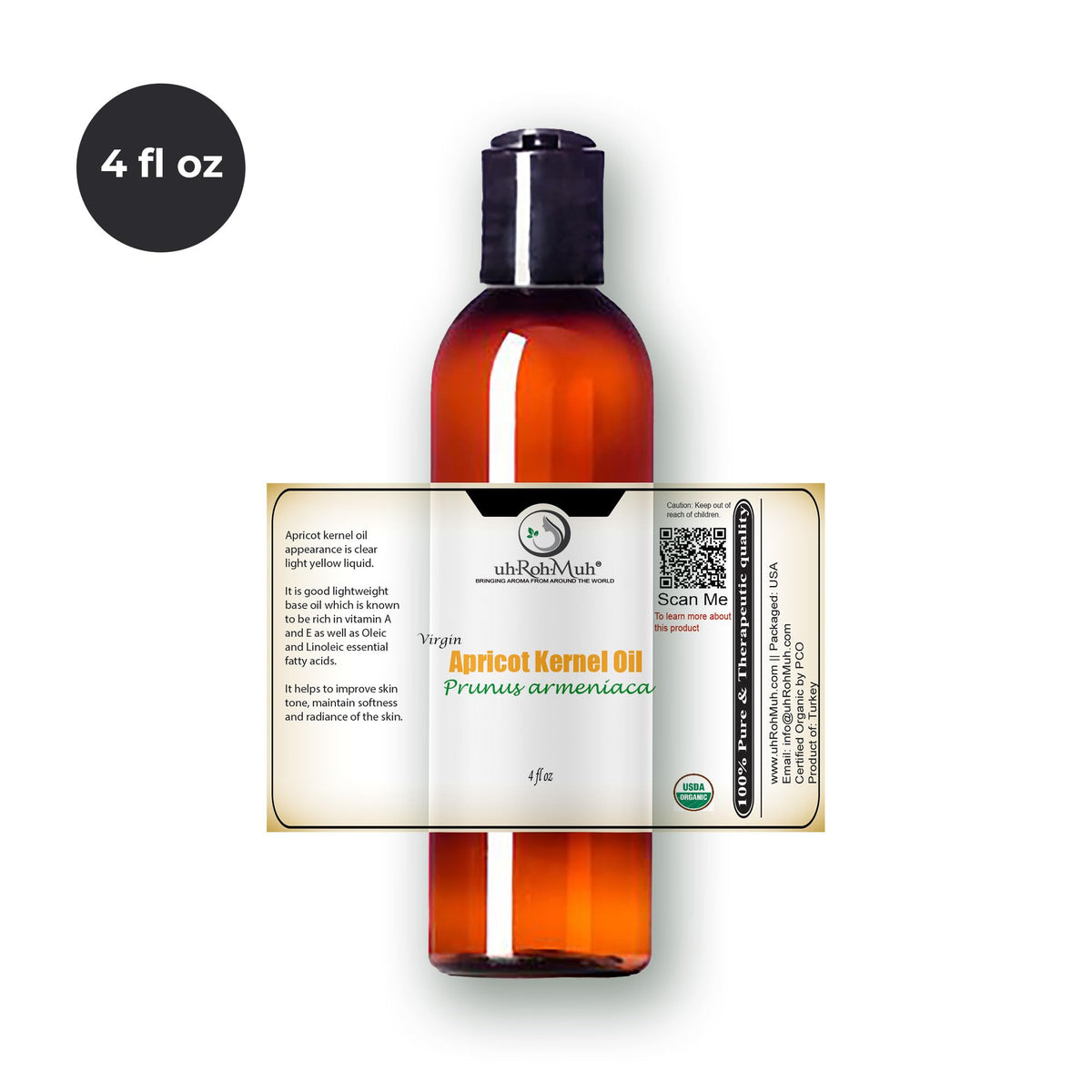 Cold Pressed Apricot Kernel Carrier Oil 4 Fl Oz B928350