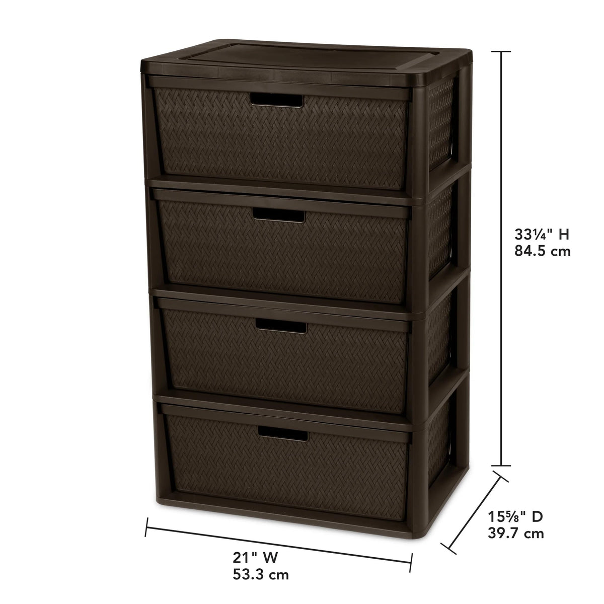 Dark Brown 4 Drawer Plastic Drawer Tower Z33770