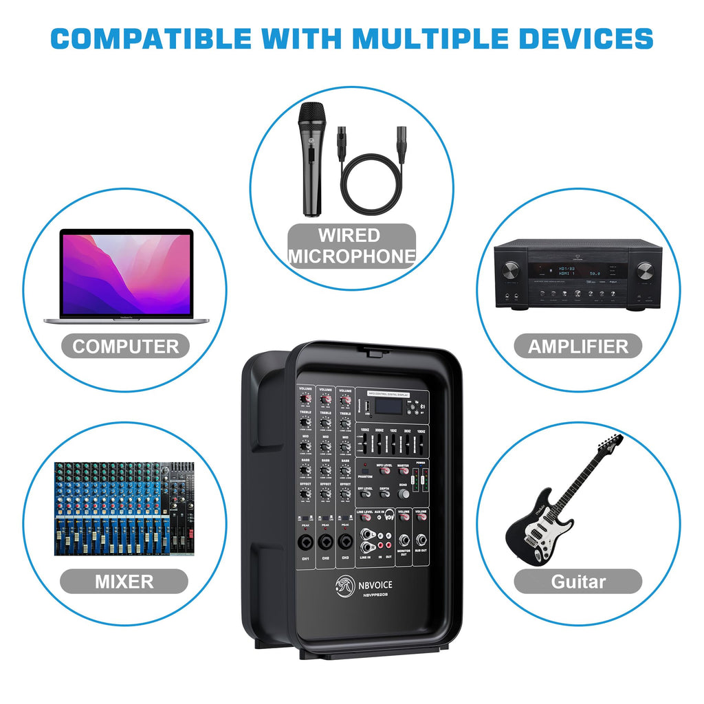 Portable All-in-One 2-Way PA System with 8-Channel Mixer B743