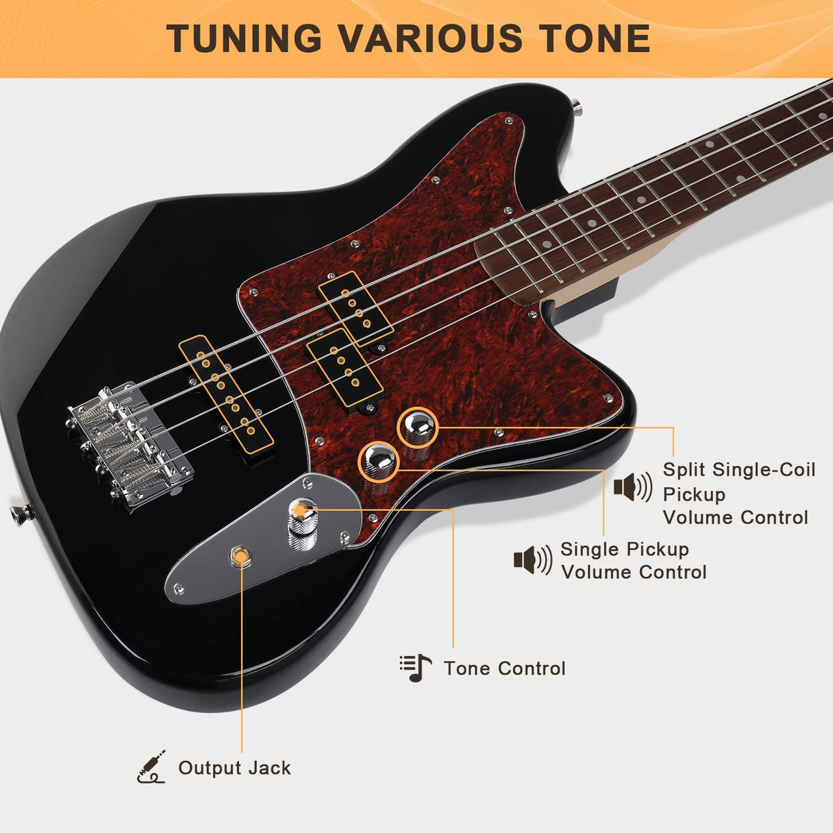 4 String Electric Bass Guitar Beginner Kit with Amp U384304