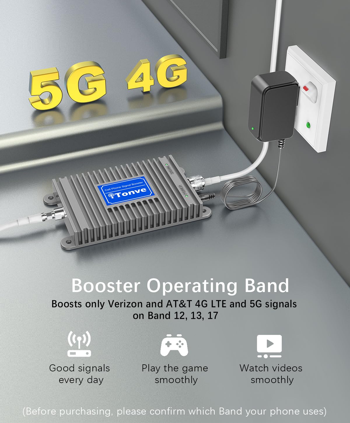 Cell Phone Signal Booster Kit with High Gain Antennas E959392