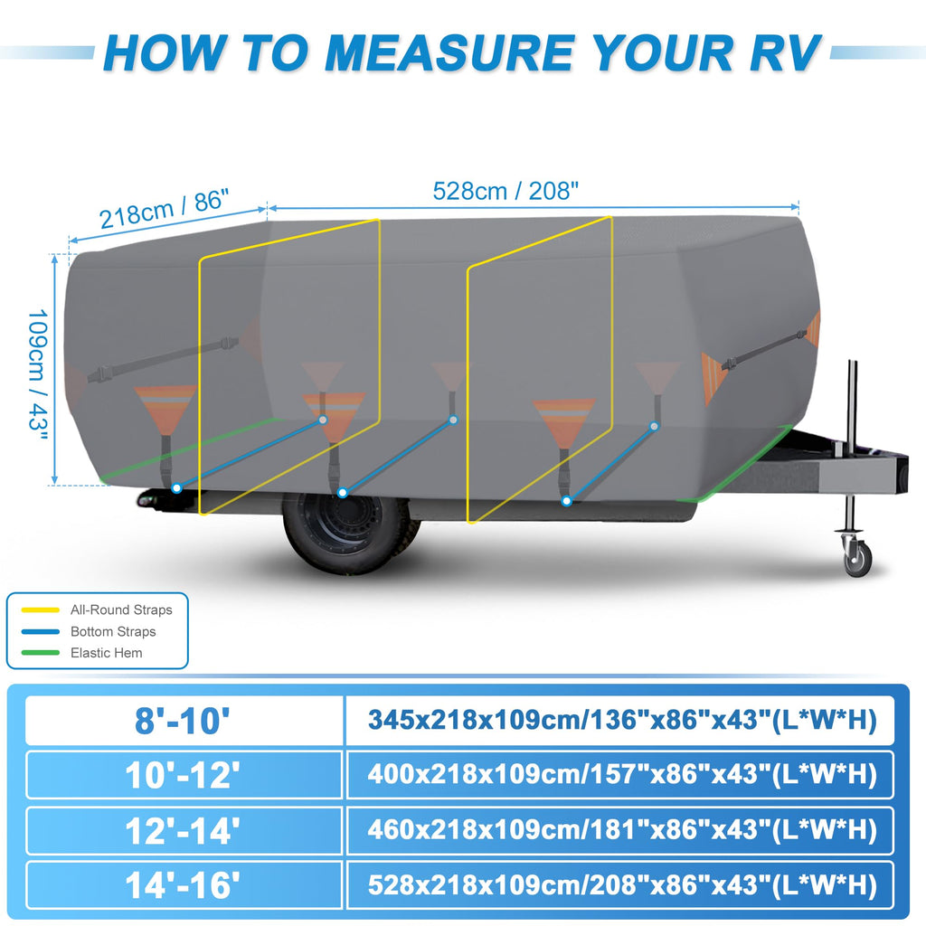 14ft-16ft Heavy Duty Oxford Waterproof Pop-Up Camper Cover Z579658
