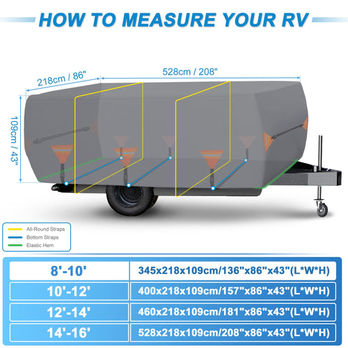 14ft-16ft Heavy Duty Oxford Waterproof Pop-Up Camper Cover Z579658