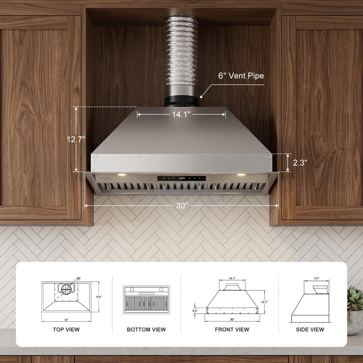 30 Inch 1200 CFM 8-Speed Kitchen Exhaust Fan L370