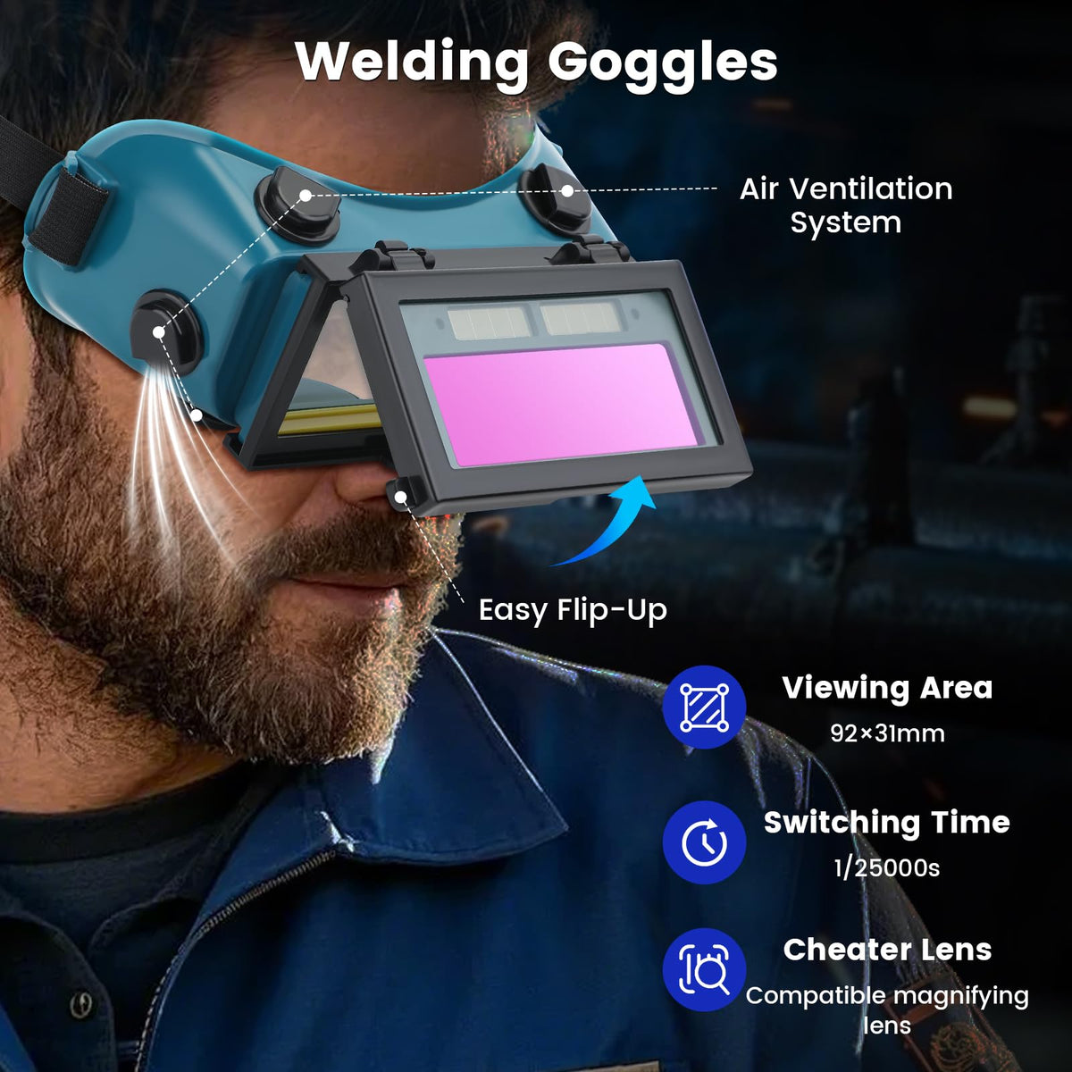 Auto-Darkening Welding Goggles with Flip-Up Lens Z636494